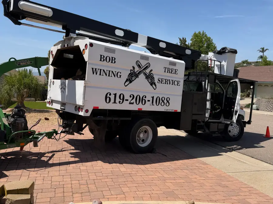 Bob Wining Tree Service truck parked at a residential property